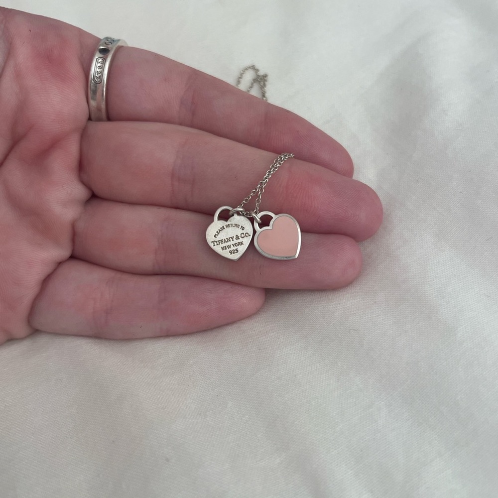 Tiffany & Co Pink Double Heart Tag Pendant